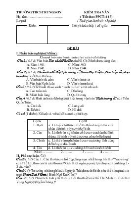 Kiểm tra văn trường THCS Trung Sơn
